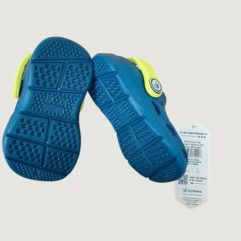 Joybees Kids Active Clog Midnight Teal Citrus Blue Yellow C4/5 UK3/4 EU20